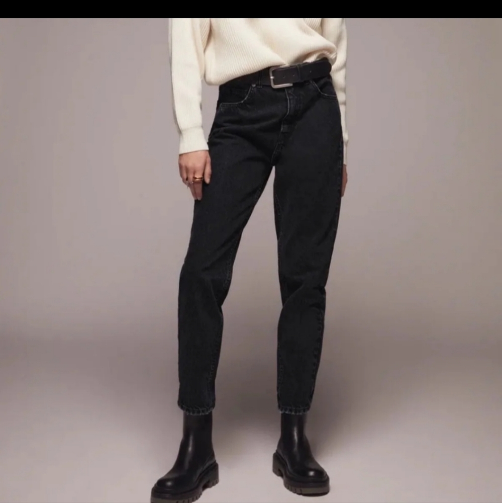 Zara High Waist Baggy Ankle Jeans - Black Rinse